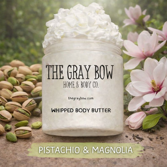 Whipped Body Butter,  Original Non-greasy, Natural Body Moisturizer, Bridesmaid Gift, Handcrafted Personal Gift Idea, Body Cream Pistachio and Magnolia