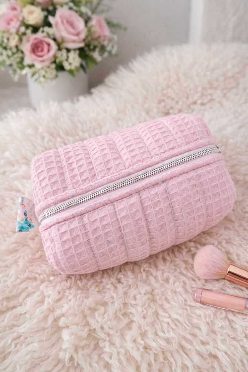Pink Quilted Makeup / Cosmetic Bag