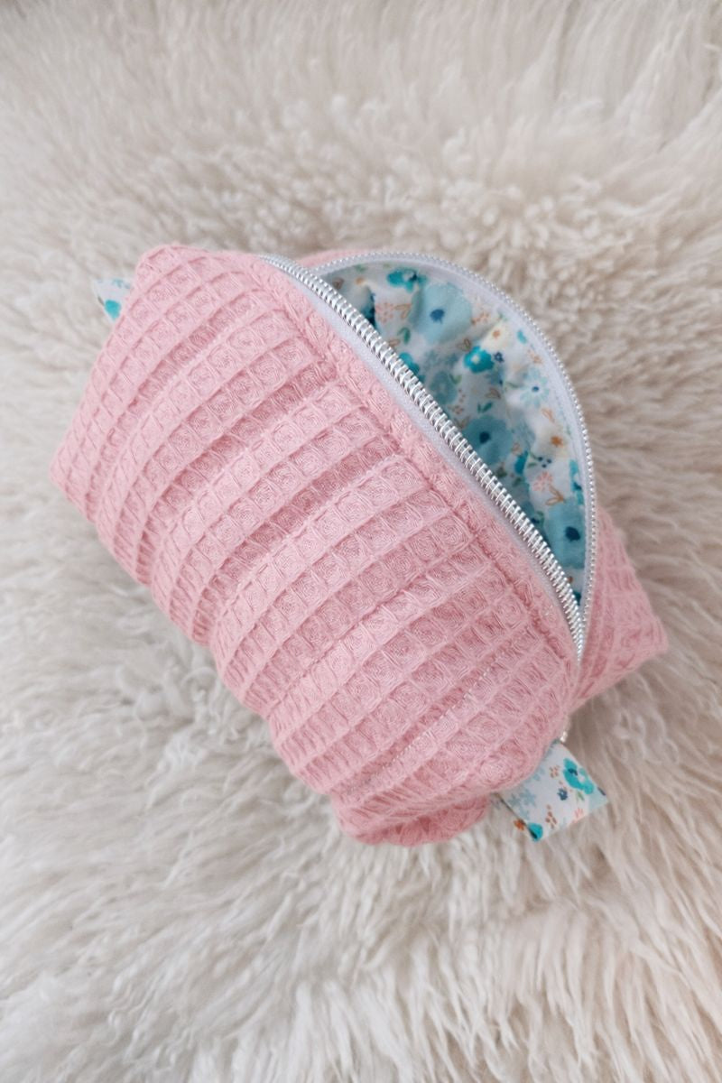 Pink Quilted Makeup / Cosmetic Bag