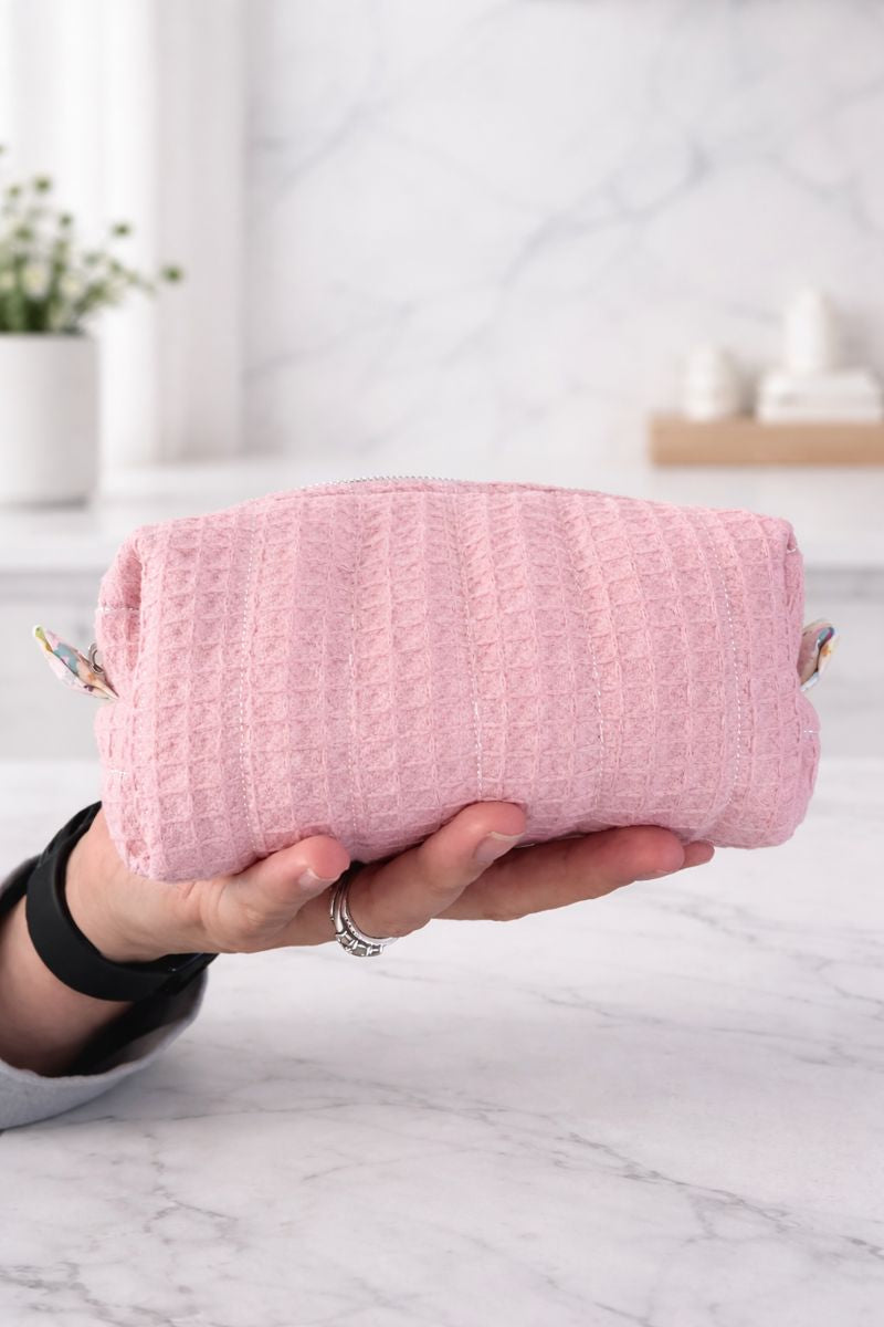 Pink Quilted Makeup / Cosmetic Bag