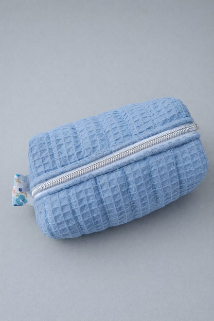 Dusty Blue Quilted Makeup / Cosmetic Bag