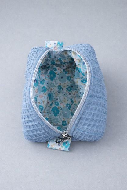Dusty Blue Quilted Makeup / Cosmetic Bag