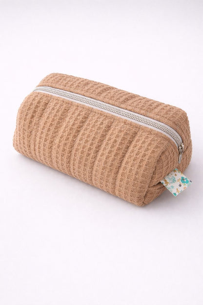 Beige Quilted Makeup / Cosmetic Bag