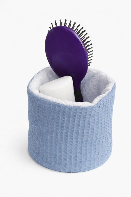Dusty Blue Puff Cosmetic Organizer