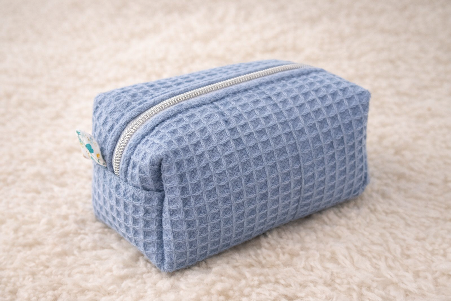 Blue Quilted Makeup / Cosmetic Bag